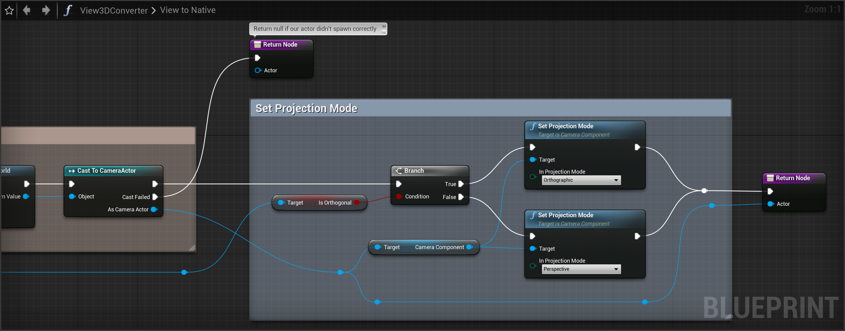 Screenshot of View To Native Blueprint function